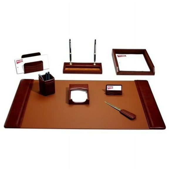 Dacasso D3012 Mocha Leather 8-Piece Desk Set