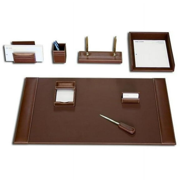 Dacasso D3212 Rustic Brown Leather 8-Piece Desk Set