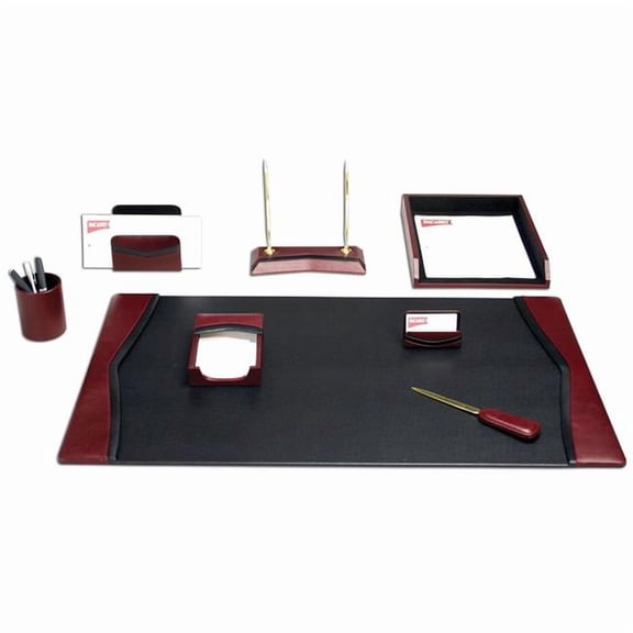 Dacasso  DF-7012 Burgundy Contemporary Leather 8-Piece Desk Set