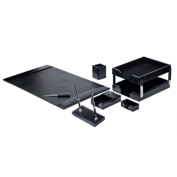 Dacasso DL-1409 Black Bonded Leather 9-Piece Desk Set