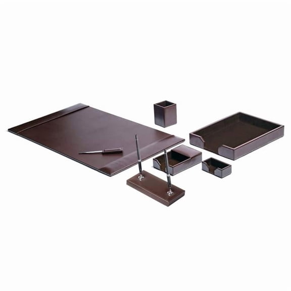 Dacasso DL-3608 Dark Brown Bonded Leather 7-Piece Desk Set