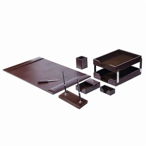 Dacasso DL-3609 Dark Brown Bonded Leather 9-Piece Desk Set