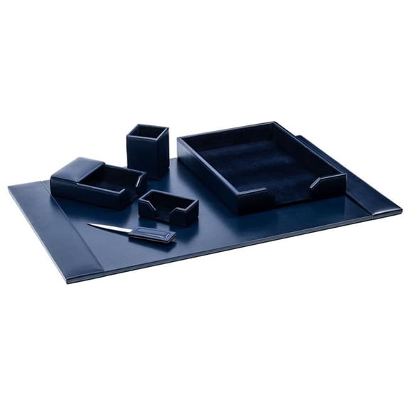 Dacasso  DL-5001 Navy Blue Bonded Leather 6-Piece Desk Set