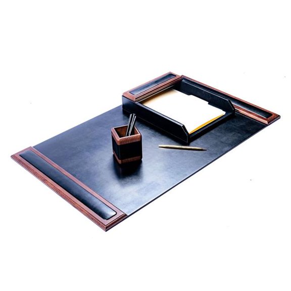 Dacasso DL-8437 Walnut & Leather 3-Piece Desk Set