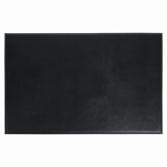 Dacasso HN-1147 Black 17 in. x 12 in. Leatherette Square Corner Placemat w/ White Stitching