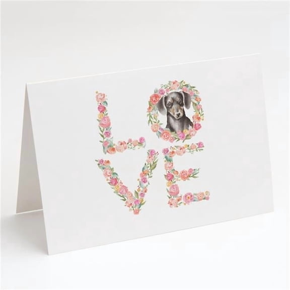 Dachshund #13 LOVE Greeting Cards and Envelopes Pack of 8 7 in x 5 in