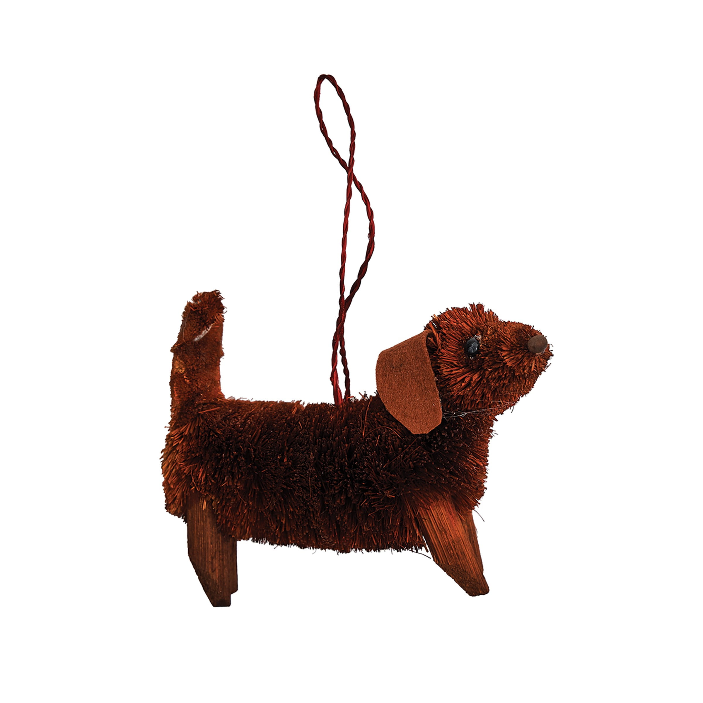 Brown Dachshund Abaca Buri Holiday Christmas Ornament
