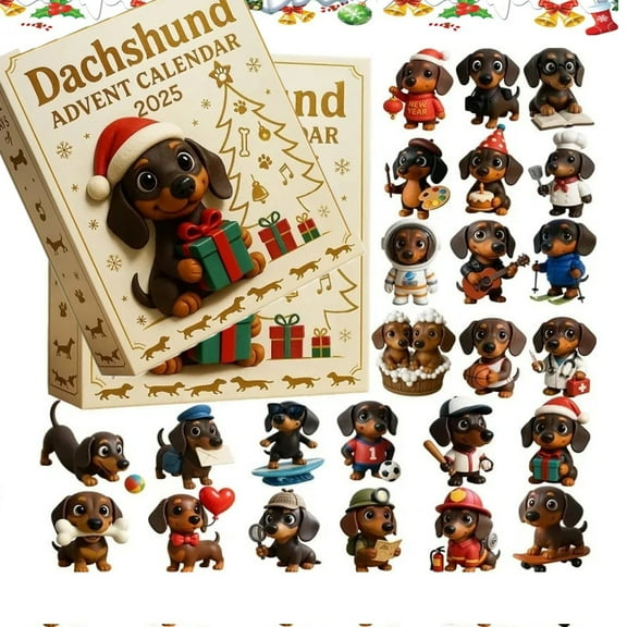 Dachshund Advent Calendar, 2025 Dog Advent Calendar for Pets, 24 Days Christmas Countdown, Funny Ornament Christmas Countdown 24 Days Dachshund Acrylic Cute Holiday Tree Decor