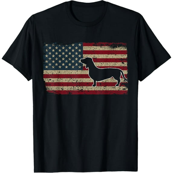 Dachshund America Flag Patriotic Weiner Dog Gift T-Shirt men and women can wear, black, white, gifts
