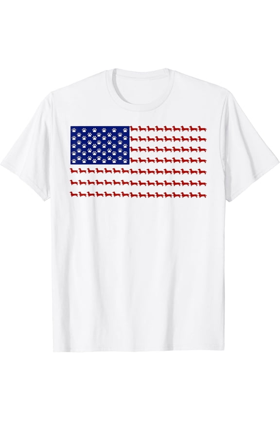 Dachshund American Flag T-shirt Independence Day Gift