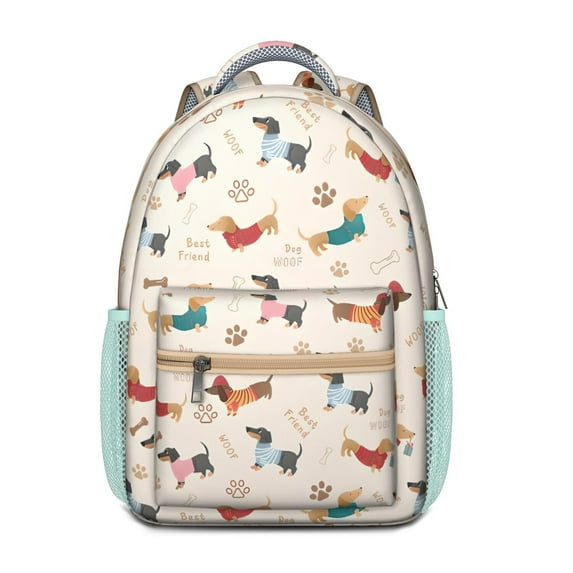 Dachshund Backpack for School,Cute School Bag,Schoolbag with Adjustable Shoulder Straps & Padded Back,15.3"x11"x6.7"