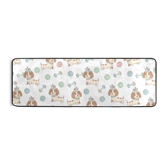 Dachshund Barbell Ball Pattern Runner Rug 24x72 Inch Cushioned Non Slip Soft Absorbent Floor Mat