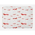 thumbnail image 1 of Dachshund Bath Mat, Pet Lover Simplicity Sausage Dog with Hearts and Dots, Plush Bathroom Decor Mat with Non Slip Backing, 29.5" X 17.5", Vermilion Pale Orange, by Ambesonne, 1 of 2