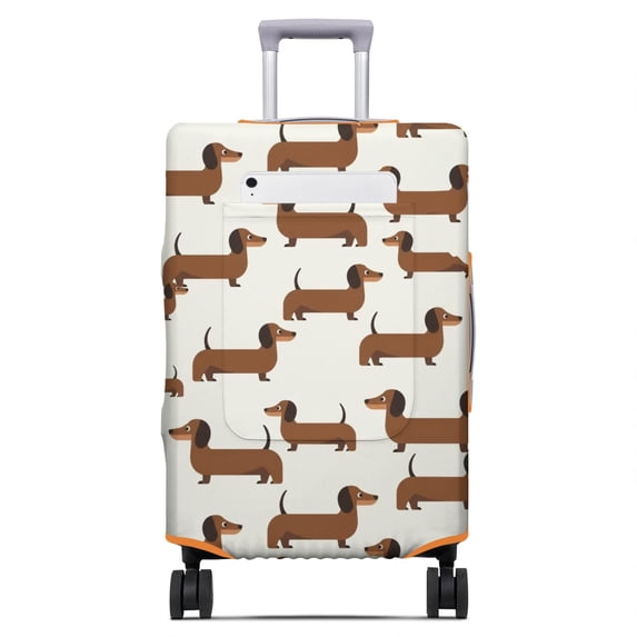 Dachshund Beige Pattern Luggage Cover,Stretch Travel Baggage Protector ...