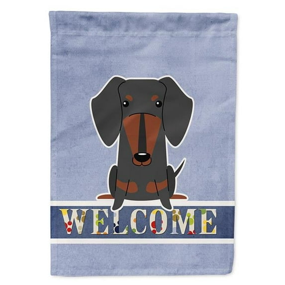 Dachshund Black Tan Welcome Flag Canvas House Size