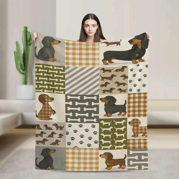 Dachshund Blanket Cozy Warm Flannel Dog Throw Blankets Cute Puppy Dachshund Sofa Couch Decor,Christmas Birthday Gifts for Women Kids Adults Men 50x40