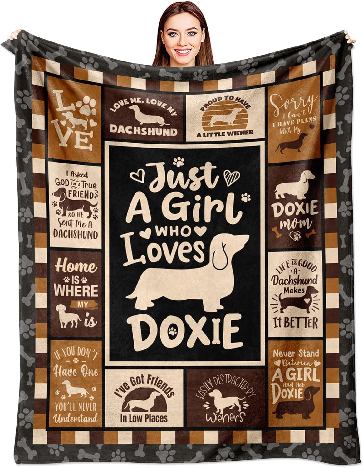 Dachshund Blanket - Dachshund Gifts for Women - Weiner Dog Gifts for Women - Dachshund Gifts for Dachshund Lovers - Wiener Dog Gifts - Dachshund Decor Throw Blanket 60" x 50"