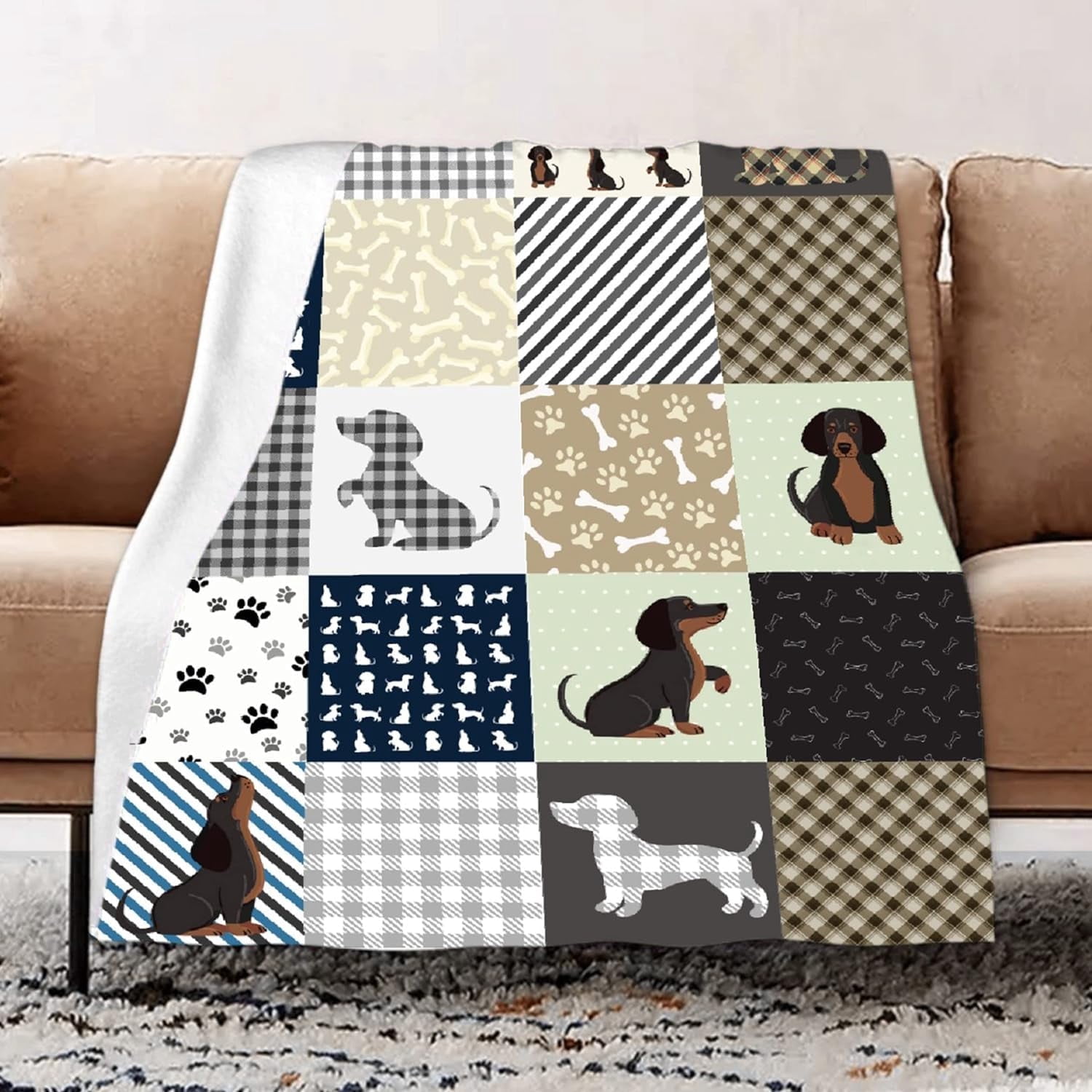 Dachshund Blanket Dachshund Gifts for Women Cute Wiener Dog Lightweight Cozy Flannel Fleece Throw Blanket Dachshund Decor 50x60