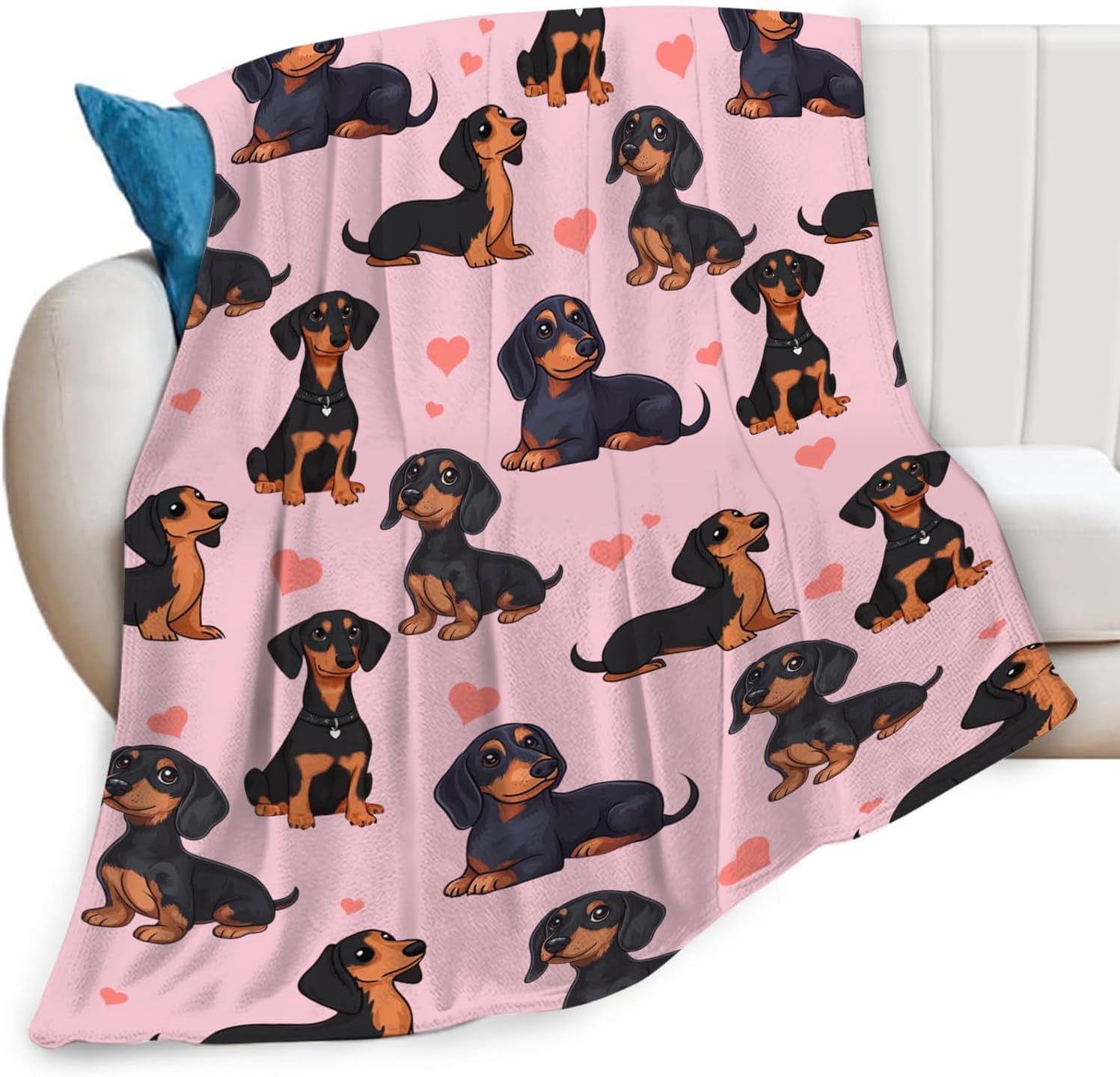 Dachshund Blanket Flannel Dachshunds Dog Throw Blanket Ultra Soft Cozy Fleece Decor Blankets Gift for Kids Boys Girls Adults Couch Sofa Bed 50" x 40"