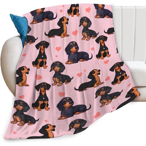 Dachshund Blanket Flannel Dachshunds Dog Throw Blanket Ultra Soft Cozy Fleece Decor Blankets Gift for Kids Boys Girls Adults Couch Sofa Bed 50" x 40"