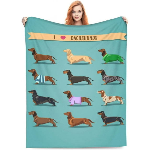 Dachshund Blanket for Girls Boys Women Gifts for Dachshund Lovers Dachshund Throw Blanket for Kids Adults Ultra Soft Cozy Fleece Blanket for Couch Sofa Couch Living Room Bed Camping Travel 80"x 60"