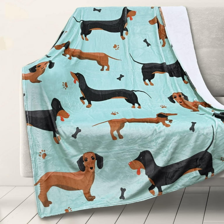 Dachshund Blanket Dachshund Throw Blanket Dog Throw Blankets Fleece Dog Blanket for Couch Kids Dog Print Blanket for Adults Kids Warm Fuzzy Throw