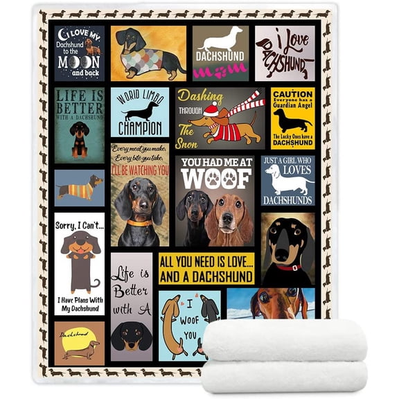 Dachshund Blankets for Human Super Soft and Warm Dachshund Blankets for Couch and Sofa Warm Blanket Dachshund Gifts Wiener Dog, 30x40in Fleece Blanket