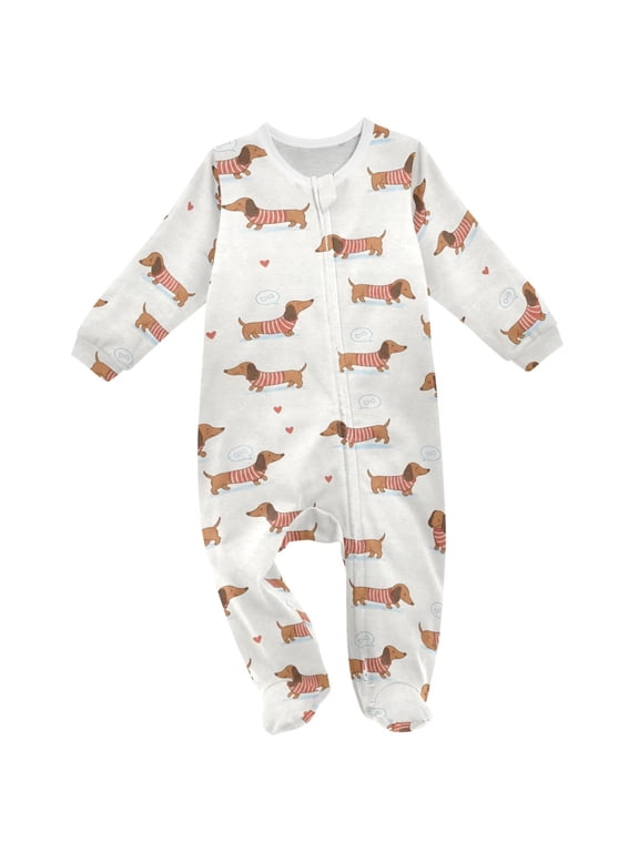 Dachshund Bone Baby Sleeper One-Piece Footies Newborn Roomper 6Months