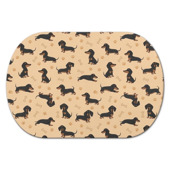 Dachshund and Bone Orange Pattern Diatomaceous Earth Bath Mat, Shower ...