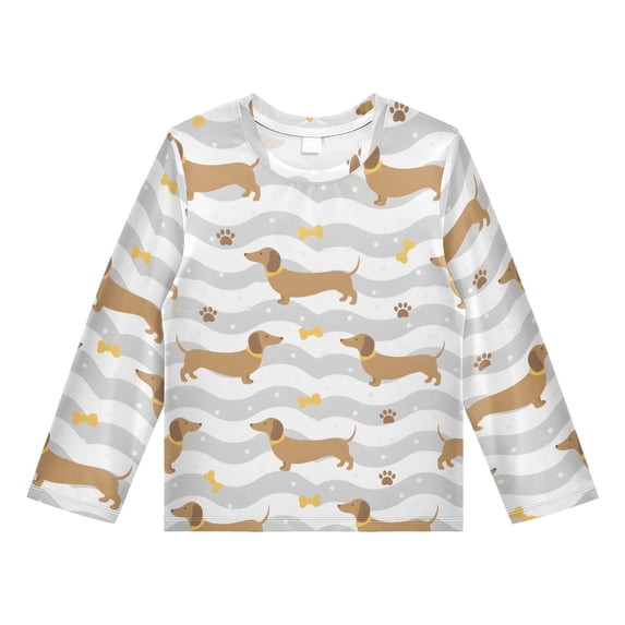 Dachshund Bow Boys' Rash Guard Shirts UPF 50 Plus Sun Protection Short Sleeve Swim Tees 3T