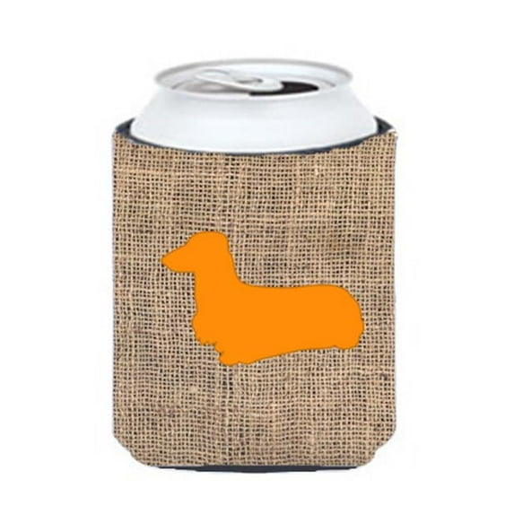 Dachshund Burlap And Orange Can Or Bottle Hugger
