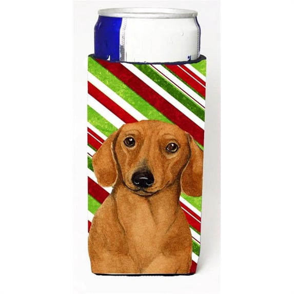 Dachshund Candy Cane Holiday Christmas Michelob Ultra bottle sleeves For Slim Cans - 12 oz.