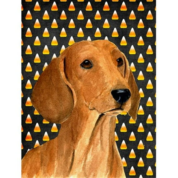 Dachshund Candy Corn Halloween Portrait Flag - Garden Size, 11 x 15 in.