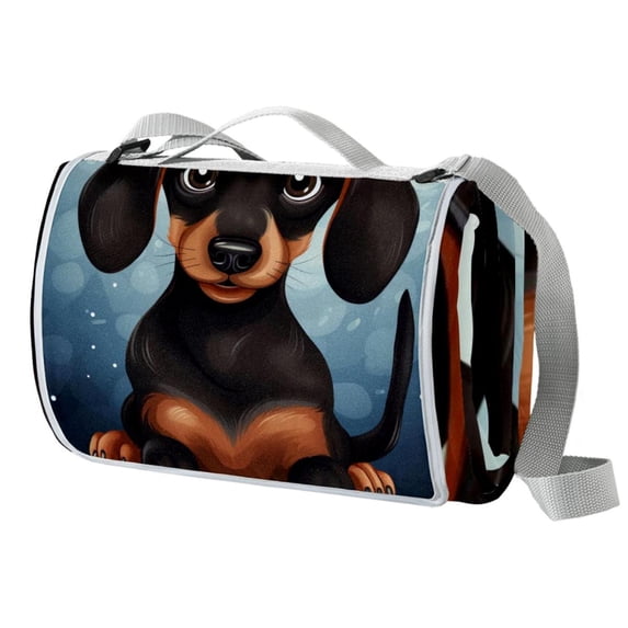 Dachshund Canvas Beach Blanket Picnic Mat | Lightweight & Durable Compact Outdoor Mat for Traveling Family Camping & Beach Trips - Large Size Waterproof Portable Sand Proof Mat for Beach