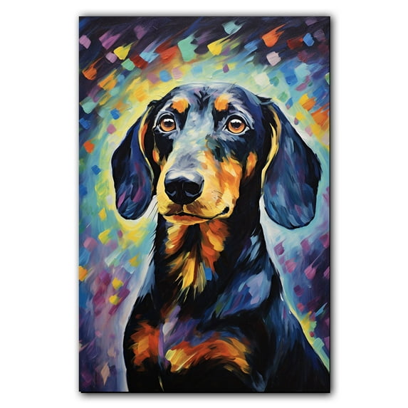 Dachshund Canvas Wall Art Colorful Pet Canvas Oil Painting Canvas Print Street Art Farmhouse Cattle Modern Artwork Living Bedroom Bathroom Home Office Decor