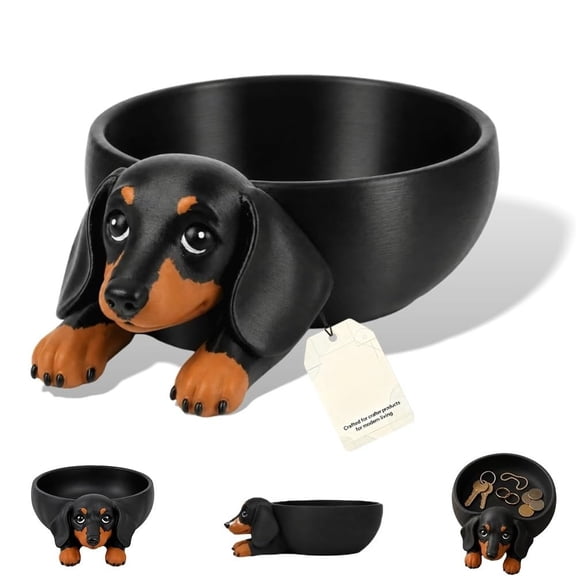 Dachshund Catch All Tray 3D Printed Decorative Dog Shaped Desk Organizer | Cute Wiener Storage Bowl Keys Jewelry Coins Trinket Candy Dish Home Decor Gift Pet Lover Entryway Nightstand