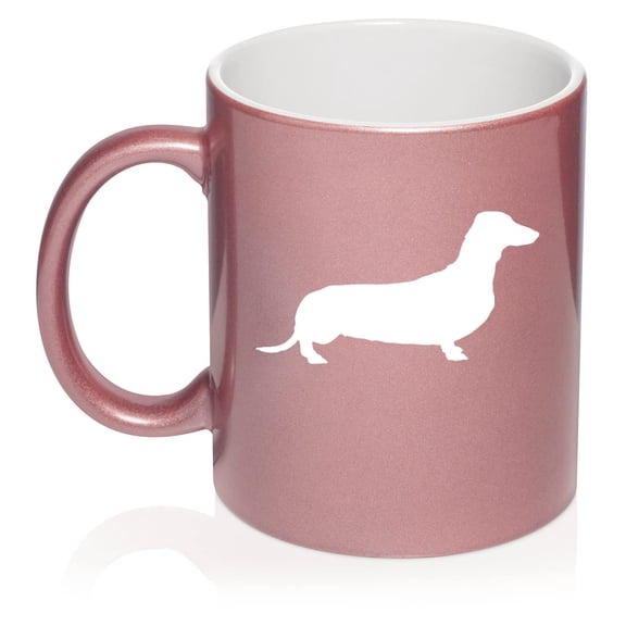 Dachshund Ceramic Coffee Mug Tea Cup Gift for Her, Him, Women, Men, Wife, Husband, Mom, Dad, Girlfriend, Coworker, Grandma, Grandpa, Cute, Birthday, Housewarming, Puppy, Dog Lover (11oz Rose Gold)