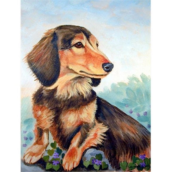 Dachshund Chocolate And Tan Long Haired Flag Canvas House Size