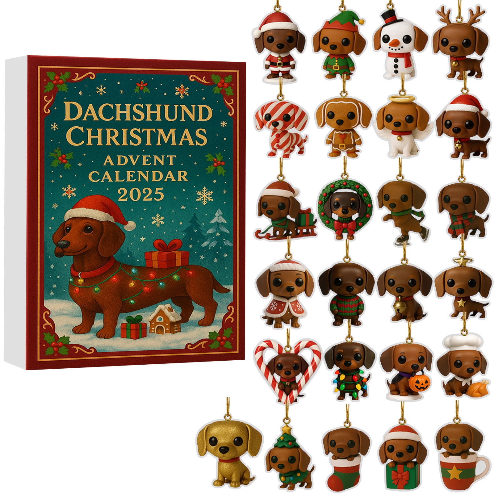 Dachshund Christmas Advent Calendar 2025, 24 Days Countdown with Cute ...