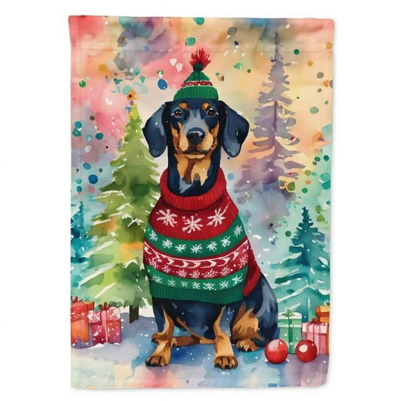 Dachshund Christmas Garden Flag 11.25 in x 15.5 in