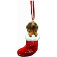 thumbnail image 1 of Dachshund Christmas Stocking Ornament with "Santa's Little Pals" Hand Painted and Stitched Detail, 1 of 2