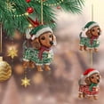 thumbnail image 1 of Dachshund Christmas Tree Ornament, an adorable breed-specific decoration that celebrates pet companionship with festive style, perfect for holiday tree displays and seasonal accents, 3.14in, Green, 1 of 5