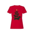 thumbnail image 1 of Dachshund Christmas Tree Womens Graphic Tee, 1 of 3