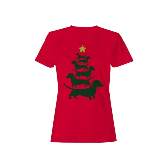 Dachshund Christmas Tree Womens Graphic Tee