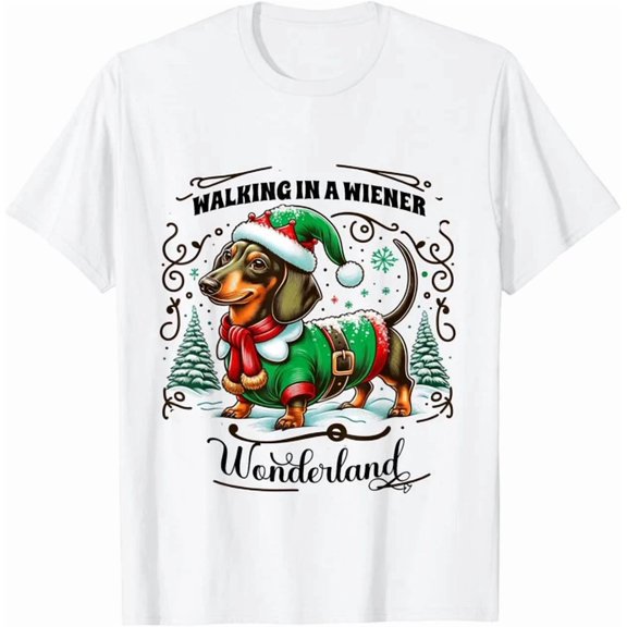 Dachshund Christmas Walking In A Wiener Wonderland T-Shirt Unisex S-5XL Hot Trending Shirt, Vintage Birthday Gift