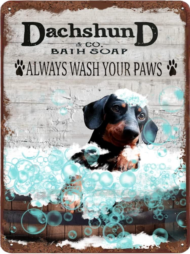 Funny Pitbull Bath Soap Tin Sign - 8x12" Vintage Metal Wall Decor For Kitchen, Bar, Man Cave
