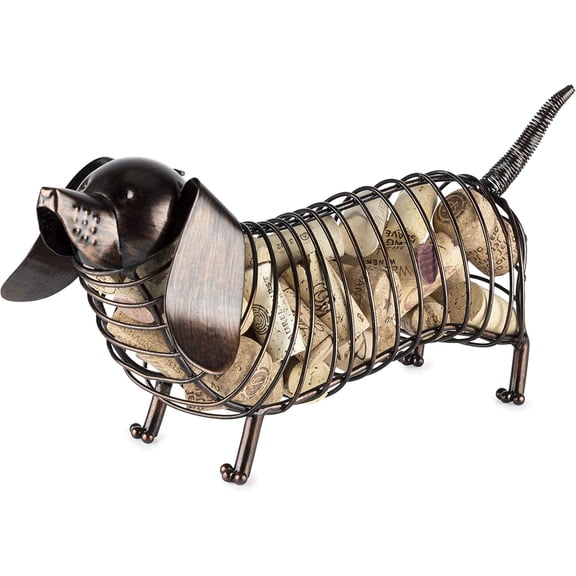 Dachshund Cork Holder, Decorative Wine Cork Storage and Decor, Set of 1, Rustic Bronze Finish