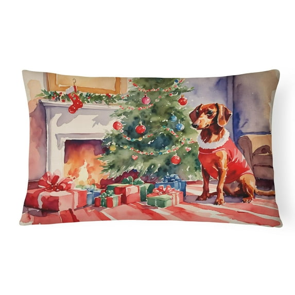 Dachshund Cozy Christmas Throw Pillow