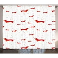 thumbnail image 1 of Ambesonne Dachshund Curtains 2 Panel Set, Dog with Hearts and Dots, 108" x 96", Vermilion Pale Orange, 1 of 3