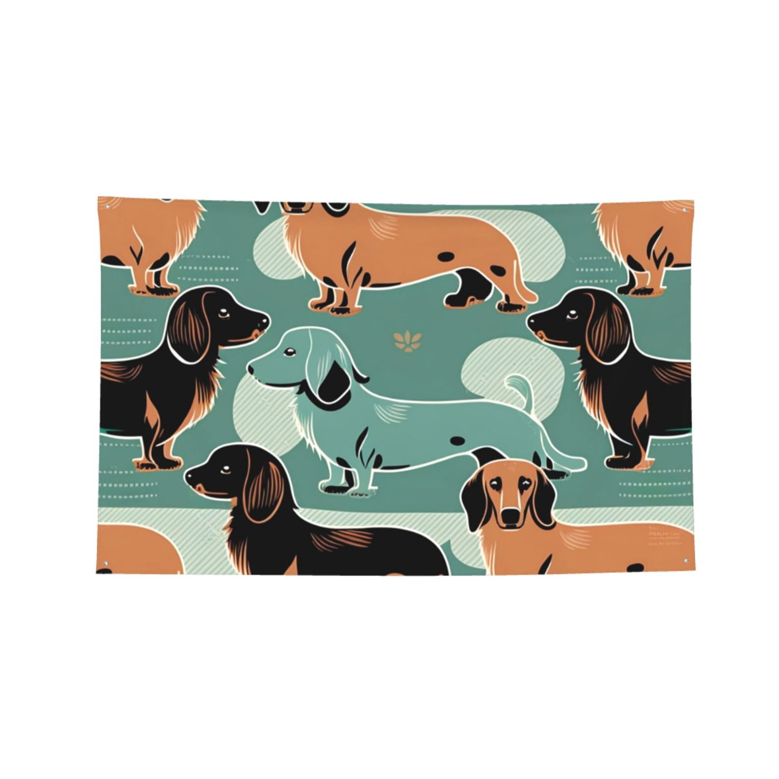 Dachshund Cute Retro Four Hole Decorated Banner Flag for Garden Yard Home Decoration Indoor Outdoor 4x6 Ft